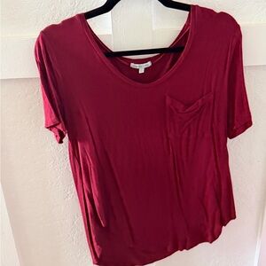 Charlotte Russe Women's Pocket Tee - Burgundy Red